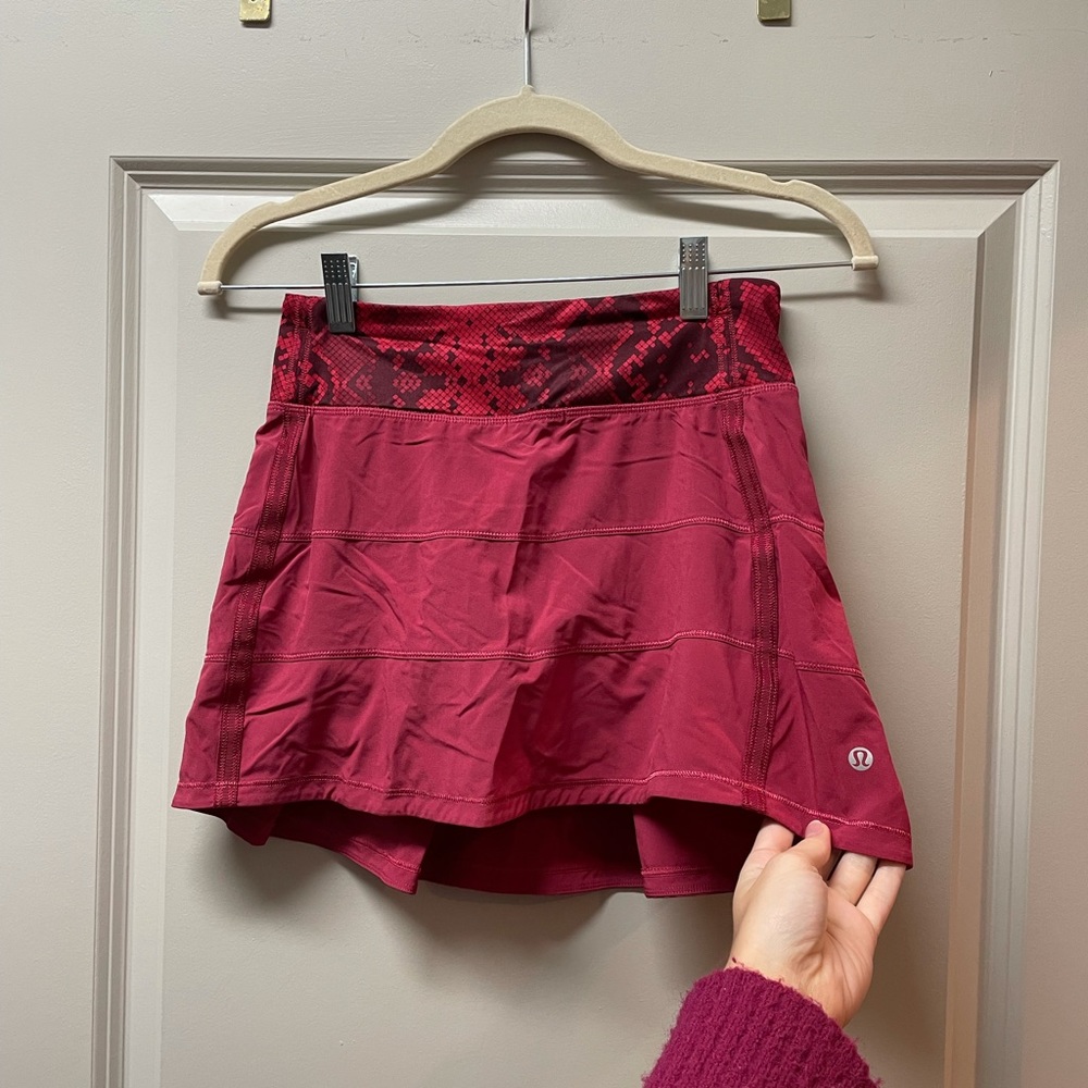 Lululemon Red Tennis Skort with Snakeskin Band